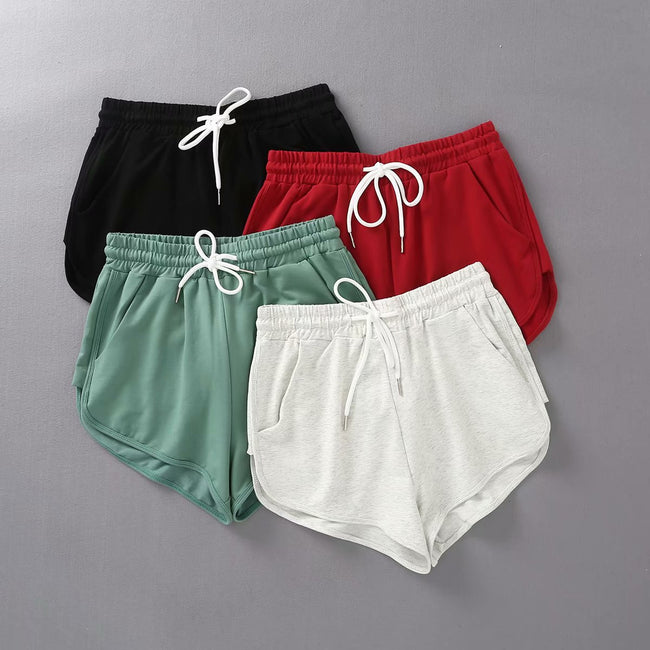 Casual Women Sports Shorts Summer New Fashion Candy Color Drawstring Skinny Shorts Lady Elastic Waist Beach Running Short Bottom Main Image