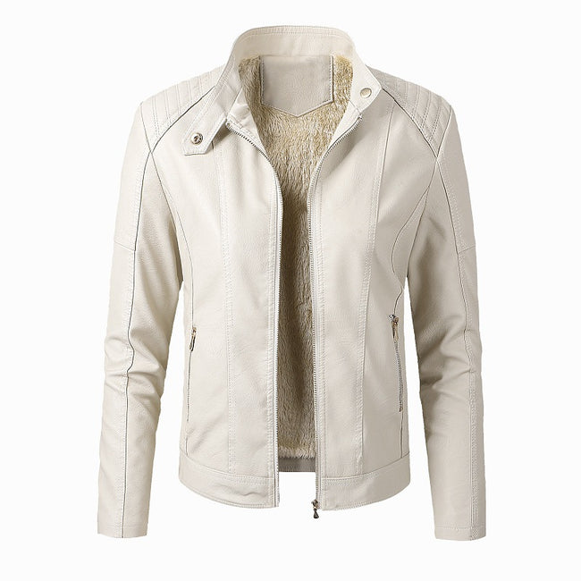 New Women's Leather Jackets Plus Velvet Jackets Fashion PU Ladies Leather Jackets Hover Image