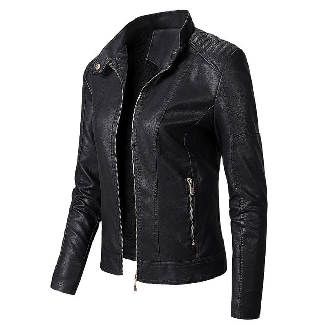 New Women's Leather Jackets Plus Velvet Jackets Fashion PU Ladies Leather Jackets Main Image