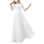 Banquet Evening Dress Five-point Sleeve Lace Chiffon Wedding