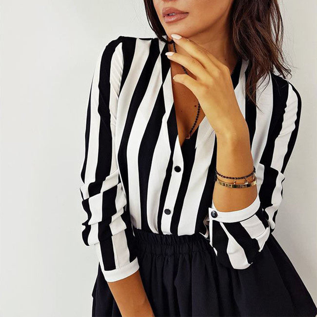 Autumn Casual Ladies Office Blouses Sexy Top Hover Image