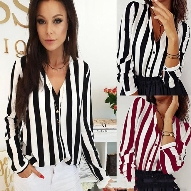 Autumn Casual Ladies Office Blouses Sexy Top Main Image