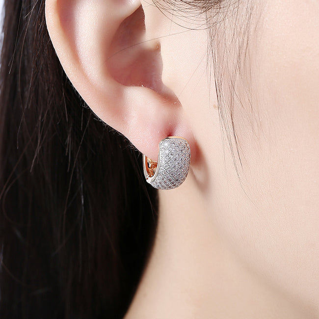 Round Crystal Earrings For Women Gold-color Hoop Earrings CZ Stone Cubic Zirconia Earring Vintage Jewelry Main Image