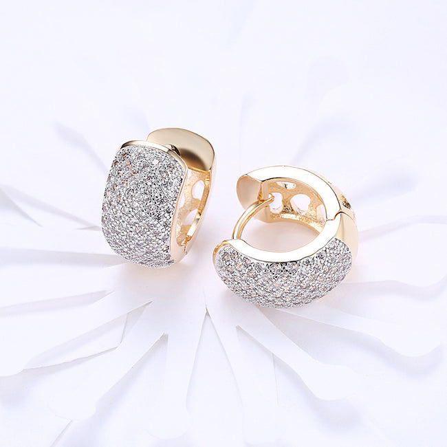 Round Crystal Earrings For Women Gold-color Hoop Earrings CZ Stone Cubic Zirconia Earring Vintage Jewelry Hover Image