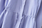 New Style Waist Drawstring Striped Shirt Women