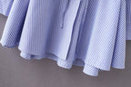 New Style Waist Drawstring Striped Shirt Women