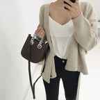 Women PU Leather Small Shoulder Bag Purse Solid Color Mini Crossbody
