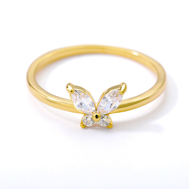 Charm Butterfly Ring For Women Crystal Zircon Rings Gold Silver Main Image