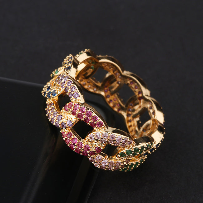 Luxury Colorful Rings For Women Micro Pave Full Cubic Zirconia Stone Hover Image