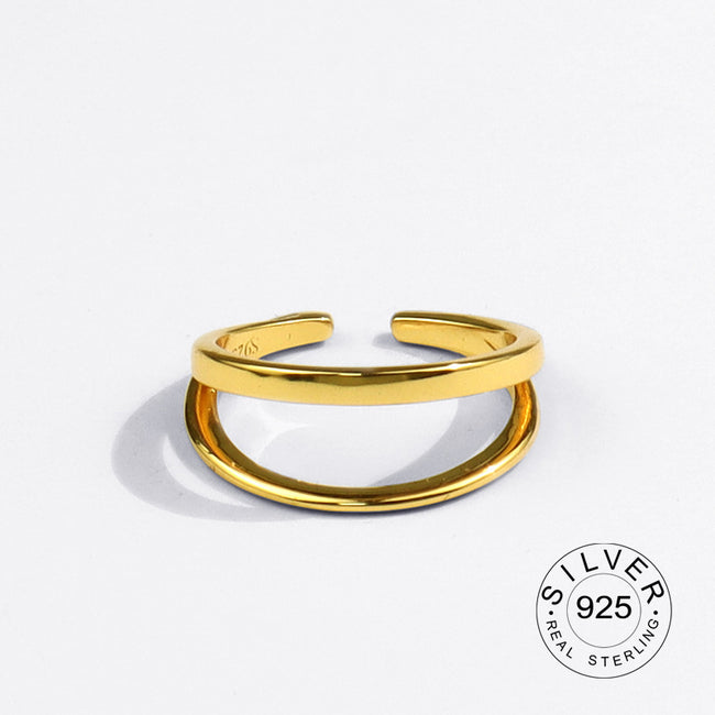Real 925 Sterling Silver Rings For Women vintage gold color bump Engagement Rings Silver 925 Jewelry Anillos Mujer Hover Image
