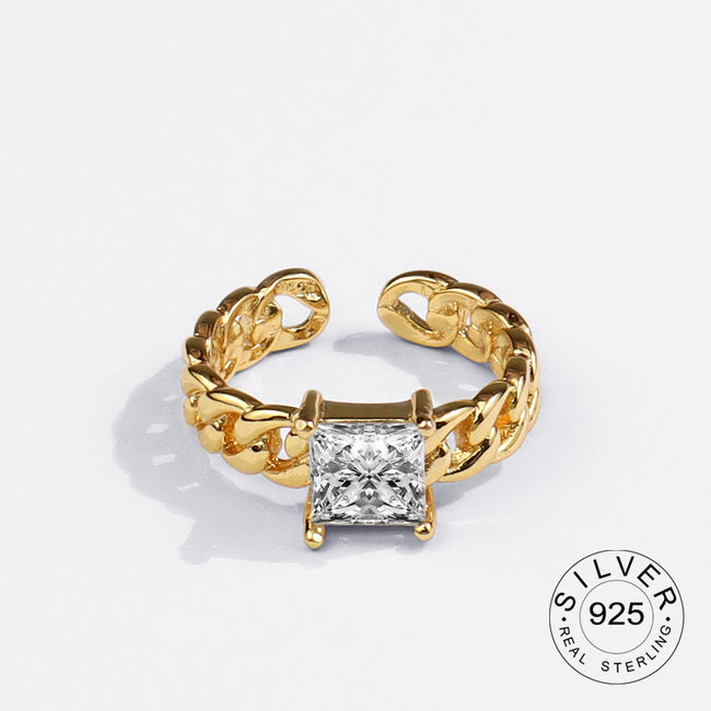 Real 925 Sterling Silver Rings For Women vintage gold color bump Engagement Rings Silver 925 Jewelry Anillos Mujer Main Image