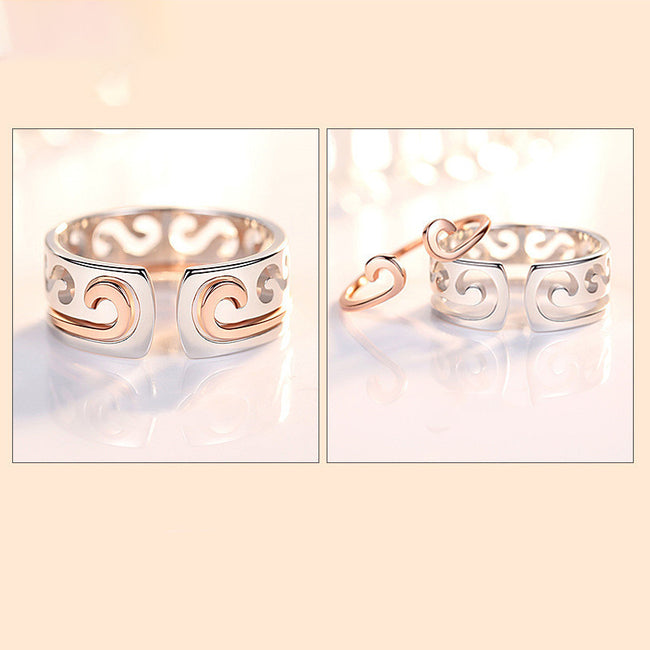 A Pair Of S925 Silver Gold Hoop Rings For Men And Women Hover Image