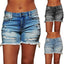 New Style Ripped Fringed High Stretch Denim Shorts Women
