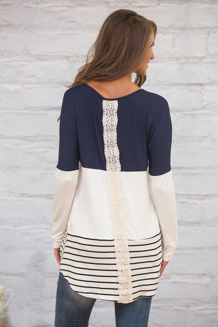 Lace Stitching Slim-fit Sweater Women