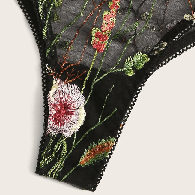 Sexy Lingerie Women Underwear Set Mesh See-through Floral Embroidery Bra Set Ladies Temptation Seamless Bra And Brief Sets 2Pcs Main Image