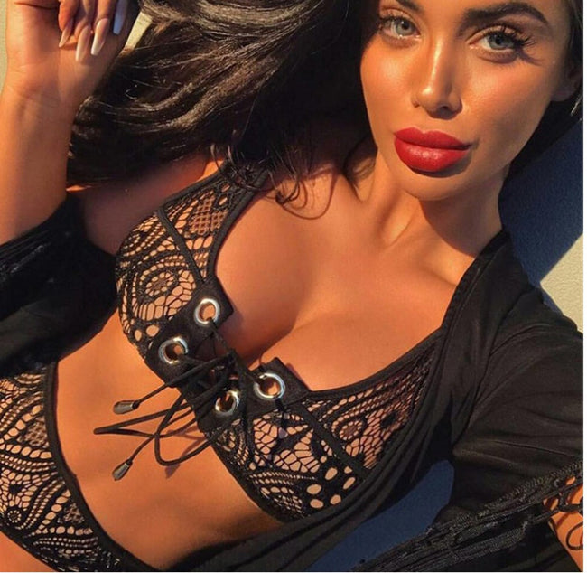 New Underwear Set Women's Sexy Crotch Lingerie Hot Dot Bra Panty Three Point Lingerie Set Transparent Bralette Main Image