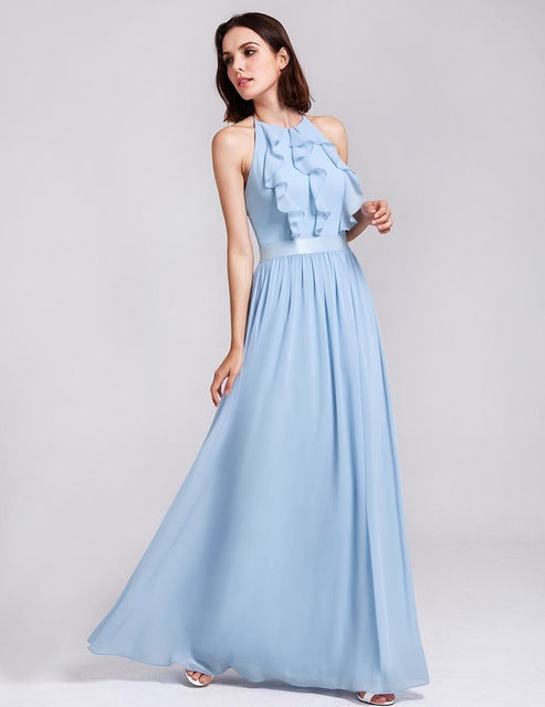 Chiffon Bridesmaid Dress Wedding Long Dress Hover Image