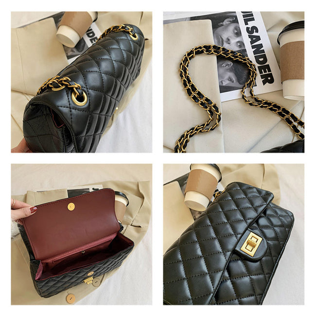 New Luxury Diamond Lattice Shoulder Women Bag Elegant Black Main Image