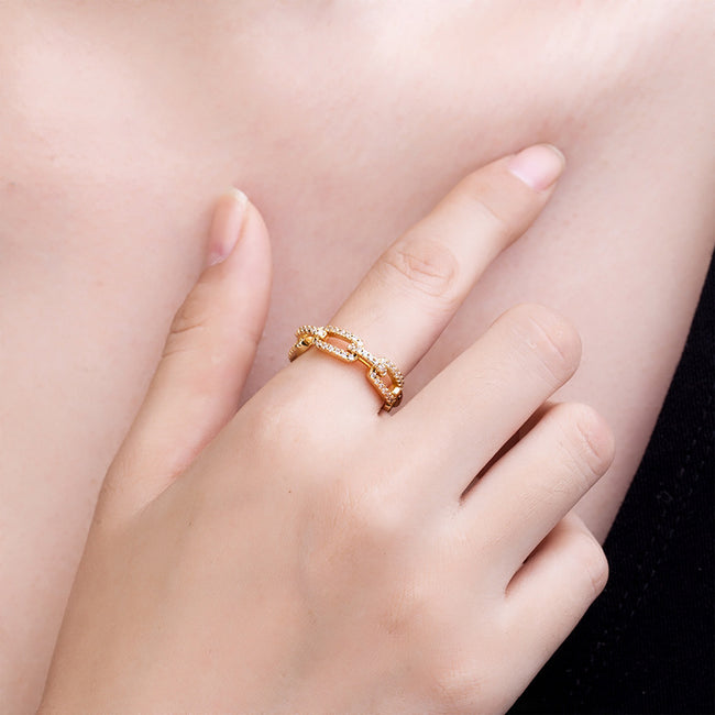 Zircon Chains Encrusted Gold Ladies' Rings Main Image
