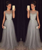 Chiffon Sleeveless Sequined Evening Wedding Dress