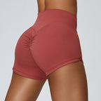 Peach Hip Raise Yoga Shorts For Women High Waist Crimp