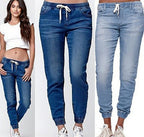 Autumn explosions Europe and the United States denim trousers tie the foot lantern jeans women