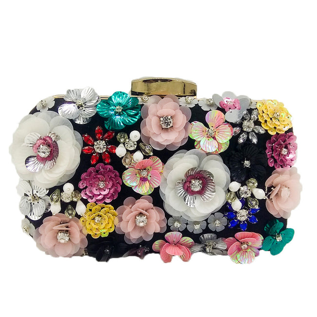 Flower Beaded Banquet Bag Party Clutch Hover Image
