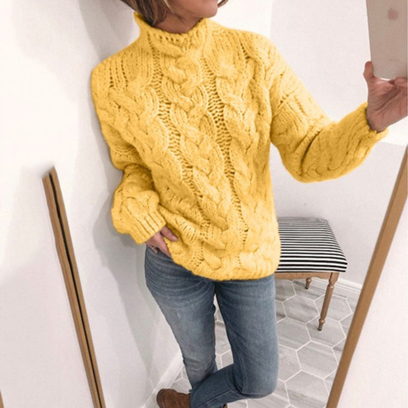 Explosive High-Neck Fashion Twist Sweater Women
