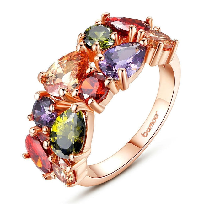 Colored zircon rings Main Image