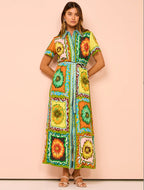 Women's High Profile Fashion Printed Lace-up Dress