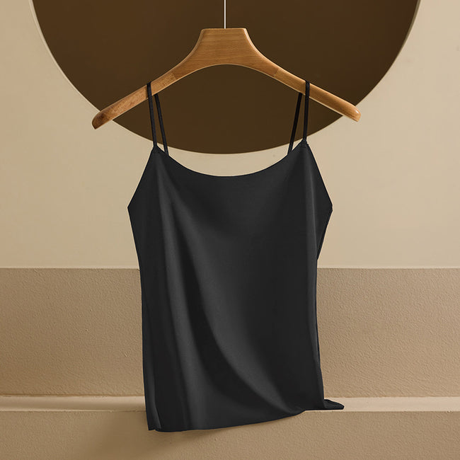 Summer Seamless Ice Silk Camisole Womens Solid Color Casual Inner Layer Top Hover Image