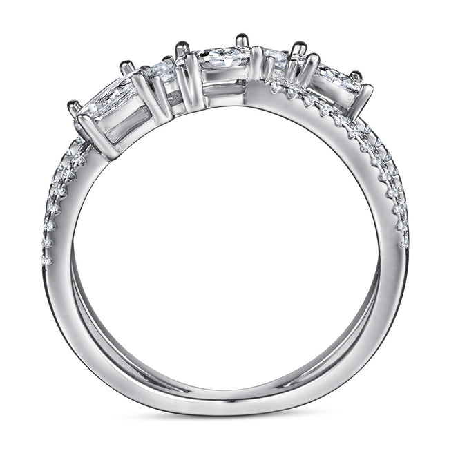 Rings 925 Silver Rotary Cross Denier Zircon Ring Women''s Wedding Engagement Ring Main Image