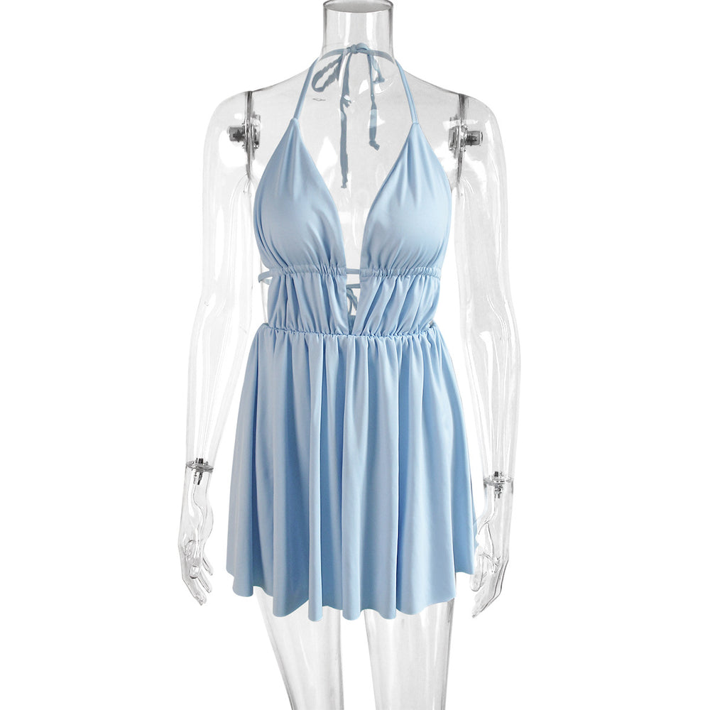 Robe dos nu à lacets en V profond pour femme