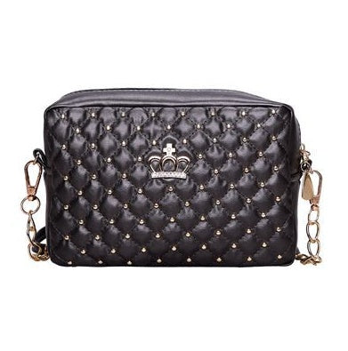 Women PU Crossbody Rivet Chain Shoulder Bag