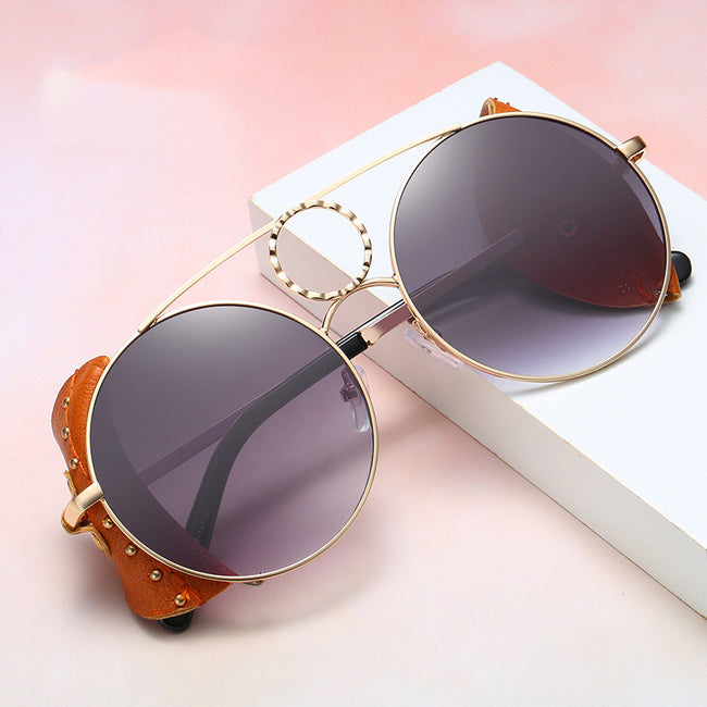 Ladies round frame sunglasses UV400 sunglasses Main Image