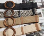 Woven round buckle belt with bohemian wax rope