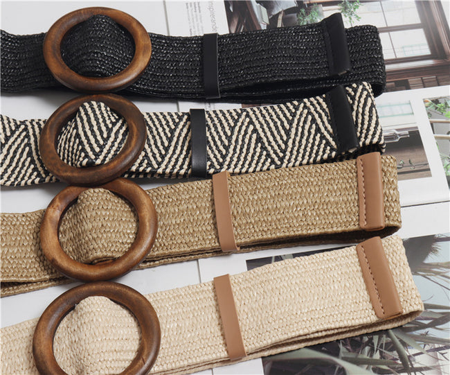 Woven round buckle belt with bohemian wax rope Main Image