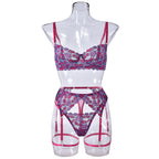 Women's Contrast Color Fashion Embroidered Bikini