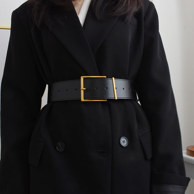 A Stylish Go-to Suit For Women With A Wide Black Belt Hover Image