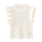 Hollow Out Layered Decorative Knitted Sweater Vest For Women