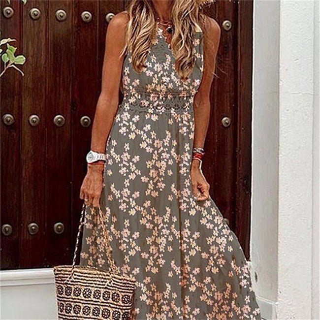 Bohemian Style Sleeveless Printed Dress Hover Image