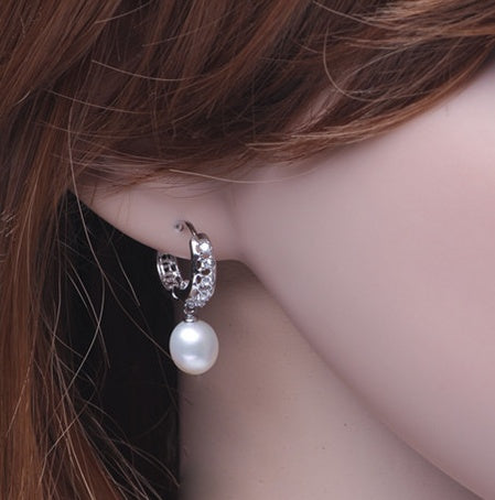 Real freshwater pearl earrings for women, 925 sterling silver pearl earrings fine white pearl earrings jewelry