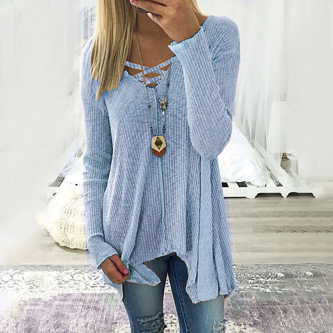 V-neck irregular blouse for women Main Image