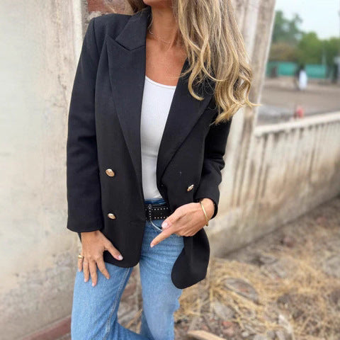 Autumn And Winter Leisure Solid Color Woolen Blazer