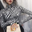 Retro Zebra Print Long Sleeved Shirt Women All Match