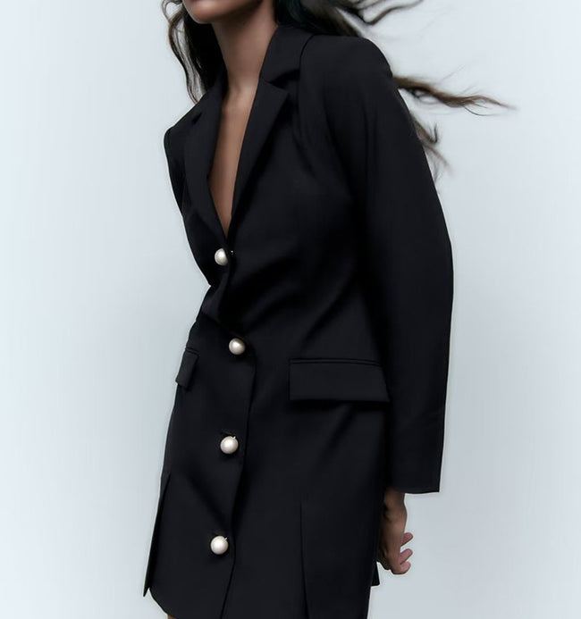 Black Blazer Dress Skirt Set Hover Image