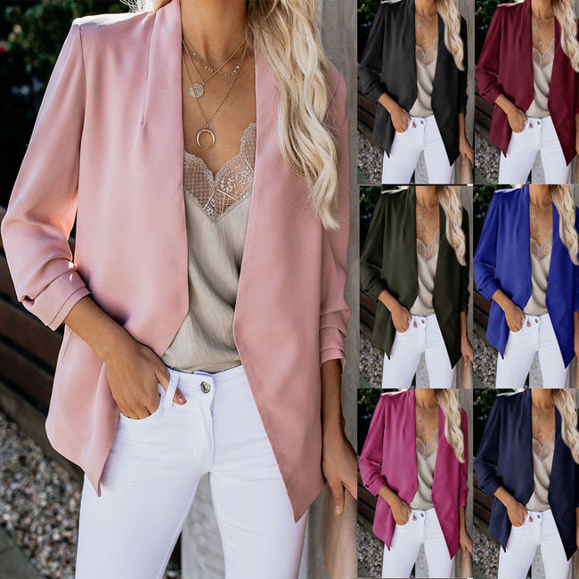 Long sleeve solid color wild small blazer Hover Image