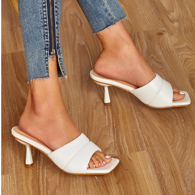 Fashion all-Match Breathable Square Toe Stiletto High Heel Sandals Women Hover Image