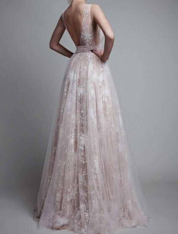 New dress AliExpress explosion models lace deep V wedding dress long skirt women's clothing Main Image