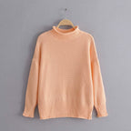 Turtleneck Solid Color Knitted Sweater Women